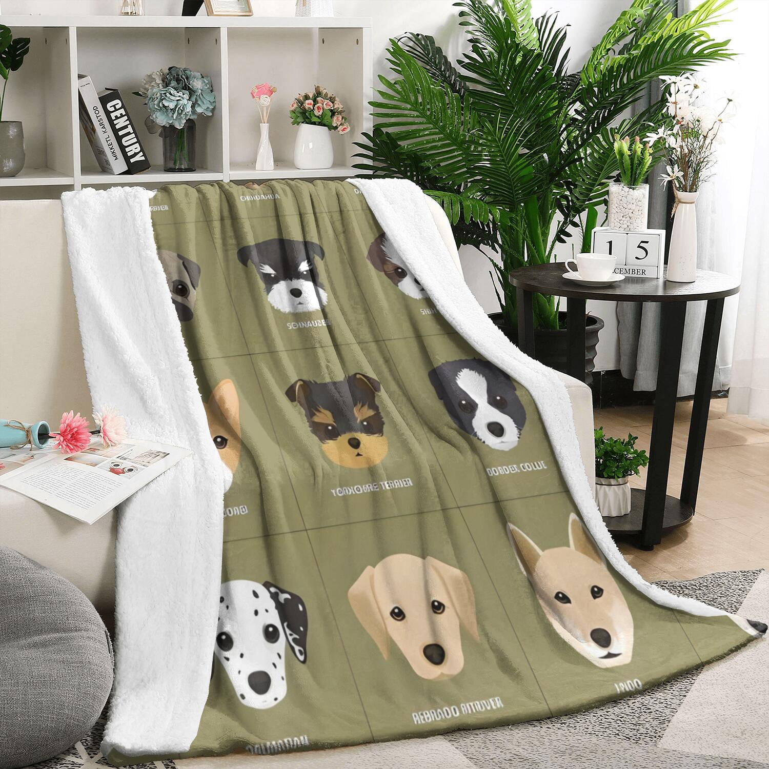 Dog Breeds Blanket,Comfortable Soft Flannel Throw Blanket,All Season,Warm Lightweight Blankets for Sofa Bed Couch Living Room Chair,50"x60"(130x150cm)
