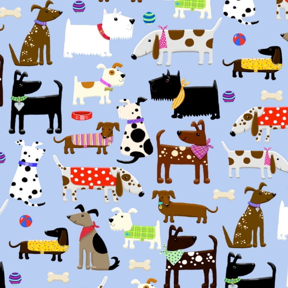 Dog Breeds Flannel Fabric