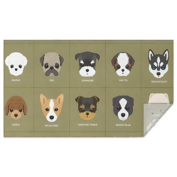 Dog Breeds Rectangle Tablecloth 60"x102",Waterproof Polyester Rectangle Table Cloth, Wipeable Spillproof Polyester Tablecloth for Dining, Camping, Indoor and Outdoor