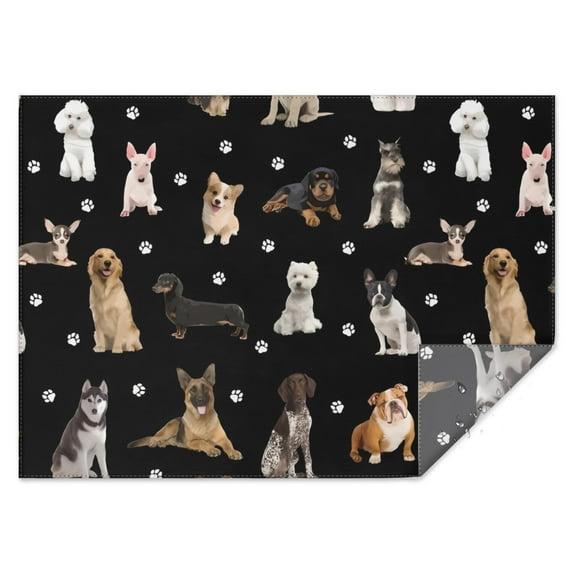 Dog Breeds Rectangle Tablecloth 60"x84",Waterproof Polyester Rectangle Table Cloth, Wipeable Spillproof Polyester Tablecloth for Dining, Camping, Indoor and Outdoor