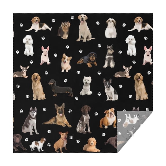 Dog Breeds Square Tablecloth,Waterproof Square Table Cover,Wipeable Spillproof Washable Table Cover for Home Kitchen Party Decor 42"X42"(107x107cm)