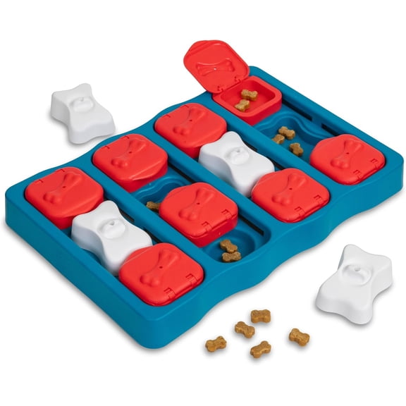 Dog Brick Dog Puzzle Interactive Treat Puzzle Dog Enrichment Dog Toy, Level 2 Intermediate, Blue