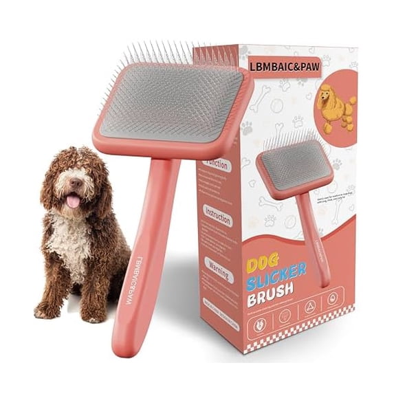 Dog Brushes for Poodle,Doodle,Goldendoodle,Labradoodle Coats Best Slicker Brush for Dogs Thick Long Curly Hair Shedding Detangles,Fluffy Grooming Fast Long Pin Slicker Brush Dematting.Wooden(Large)
