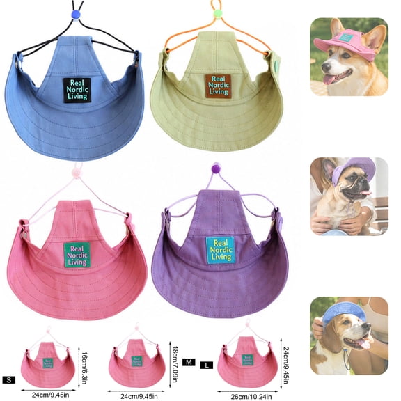 Dog Bucket Hat with Ear Holes Adjustable Pet Sun Hat Breathable Summer Cap for Dogs Cats Outdoor Walking Beach Protection Small Medium,Blue-S