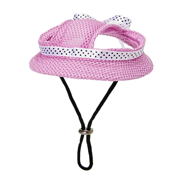 Dog Bucket Hats, Dog Round Cap with Ear Hole, Adjustable Outdoor Travel Sun Protection Sport Hat for Cat Small Medium Dogs Pink Mesh S
