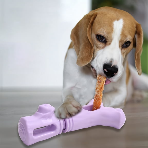 Dog Bully Stick Holder for Aggressive Chewers,Durable Tree Branch Chew Toy and Interactive Safety Bone Design,Prevents Gulping for Small to Large Dogs - Purple