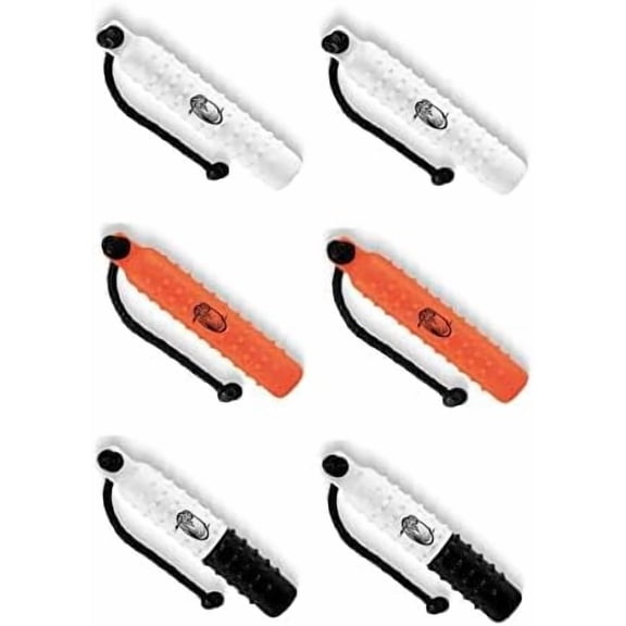 Dog Bumpers - 6X 2-Inch Weighted Plastic Retrieving Dummies with Throw Ropes - 2 White, 2 Orange, and 2 Black/White - Essential Training Gear for Dog Retrieval$$Other