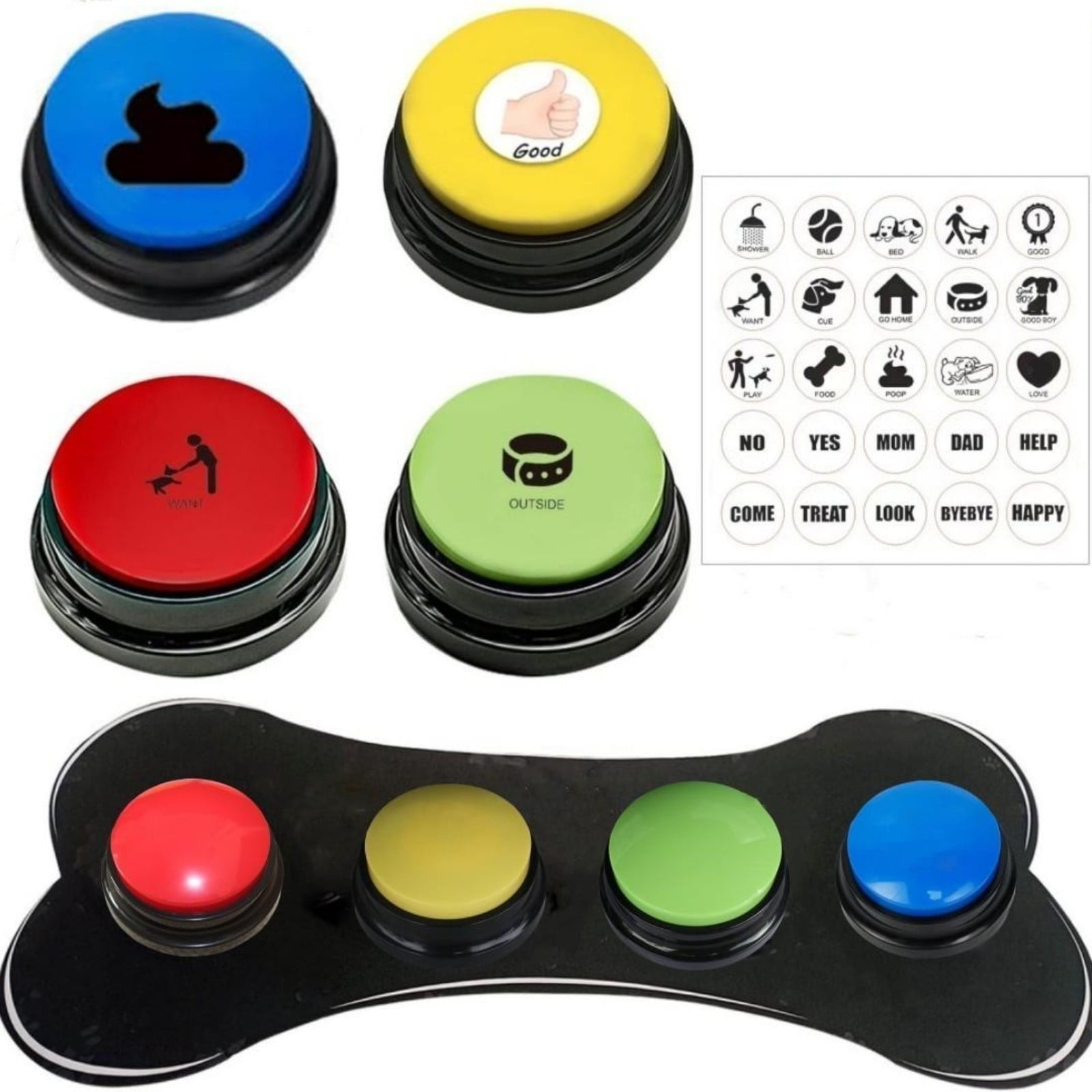 Dog Buttons Talk Updated 4 Pack Dog Communication Buttons Recordable ...
