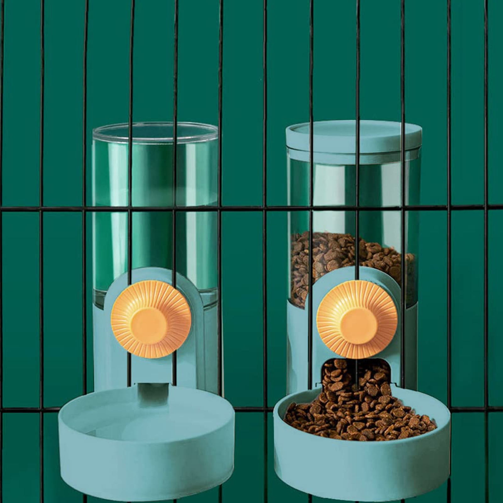 Dog Cage Automatic Kennel Feeder, Food and Water Dispenser Hanging Bowls for Cage Crate Kennel,Food Container Feeder Pet Drinker Creative Type Cat and Dog Food Dispenser (Blue, 2)