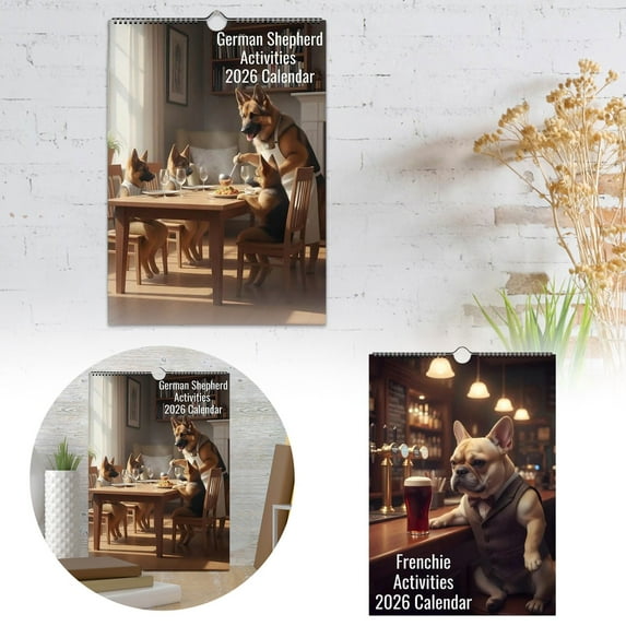 Dog Calendar,2026 Wall Calendar Dogs 12 Month Jan 2026 - Dec 2026 with Daily Activities for Organizing & Planning,Fun Dogs Pets Hanging Wall Calendars for Family Home Office Supplies(German Shepherd)