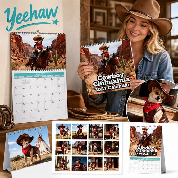 Dog Calendar 2027 - Western Desert Theme | 12-Month Planner Western Desert Scenes, Adorable Photos, Full 12-Month Layout, Spacious Date Grids, Perfect Wall Hanger, for Home