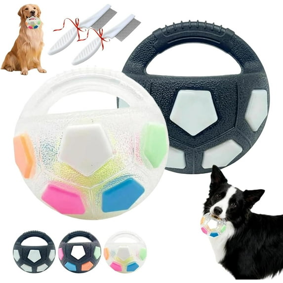 The Dog Calming Ball, The Dog Calming Ball with Handle, Handheld Squeaky Toys Round Interactive, Interactive Toss and Fetch Play for Small Medium Large Dogs (2PCS-B)