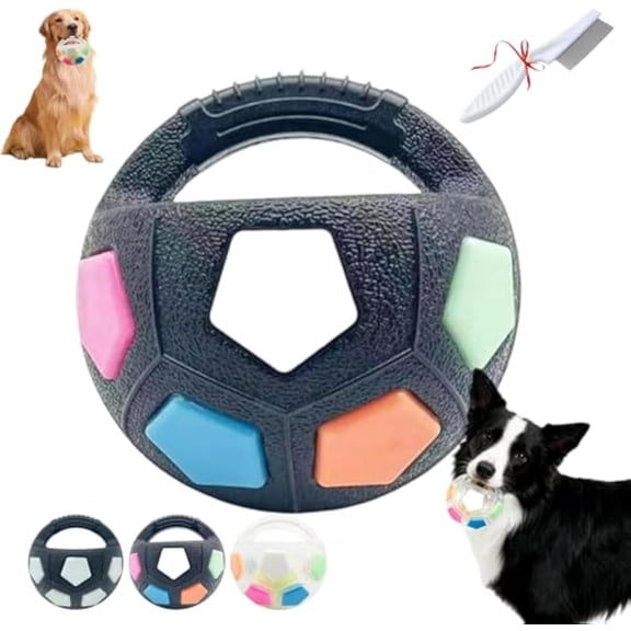 The Dog Calming Ball, The Dog Calming Ball with Handle, Handheld Squeaky Toys Round Interactive, Interactive Toss and Fetch Play for Small Medium Large Dogs (Black)