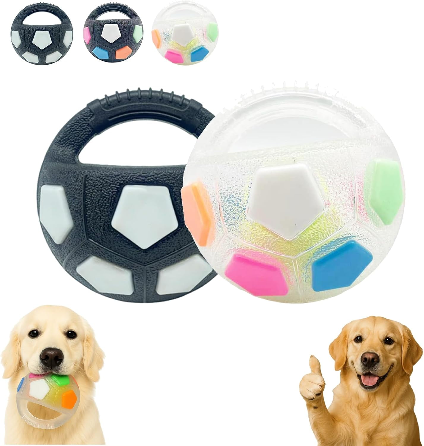 Dog Calming Ball with Handle, Interactive Chew Toy with Squeaking Sound for Anxiety Relief, Durable Rubber Fetch Toy