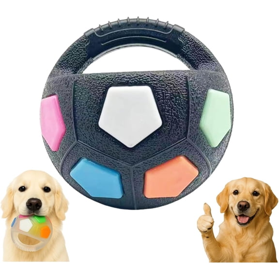 Dog Calming Ball with Handle, Interactive Chew Toy with Squeaking Sound for Anxiety Relief, Durable Rubber Fetch Toy