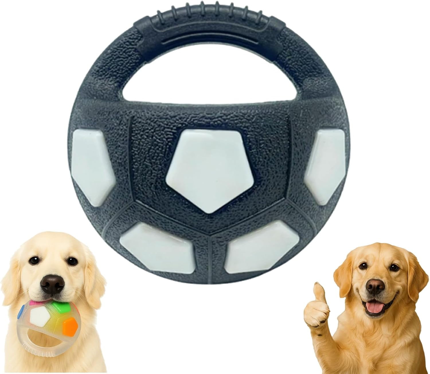 Dog Calming Ball with Handle, Interactive Chew Toy with Squeaking Sound for Anxiety Relief, Durable Rubber Fetch Toy
