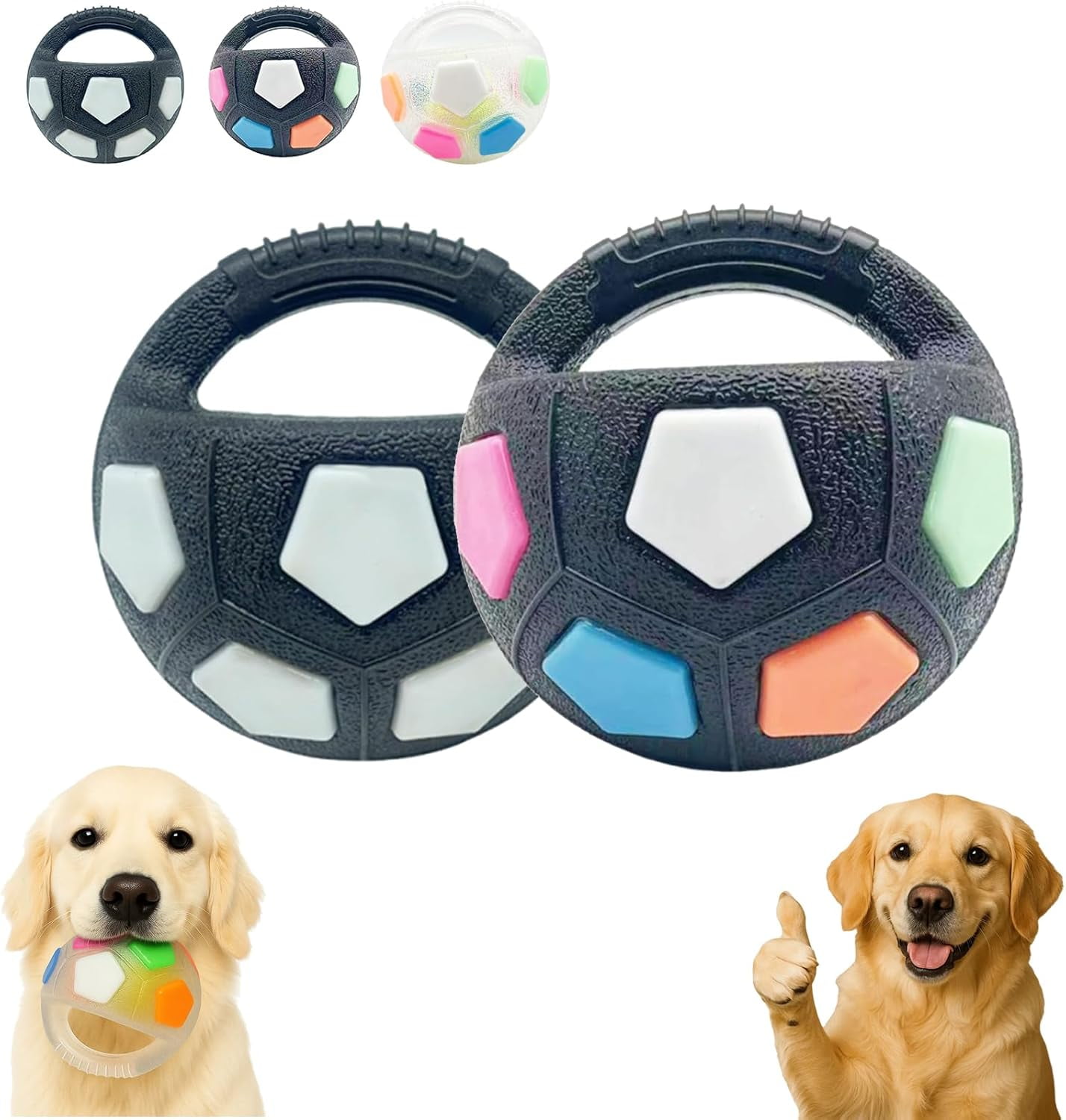 Dog Calming Ball with Handle, Interactive Chew Toy with Squeaking Sound for Anxiety Relief, Durable Rubber Fetch Toy