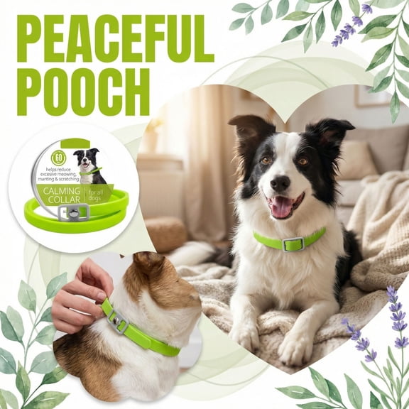 Dog Calming Collar Anxiety Relief Pet Soothing Collar for Medium Dogs Adjustable 70cm Waterproof Green Stress Reducer Calming Behavioral Aid Collar