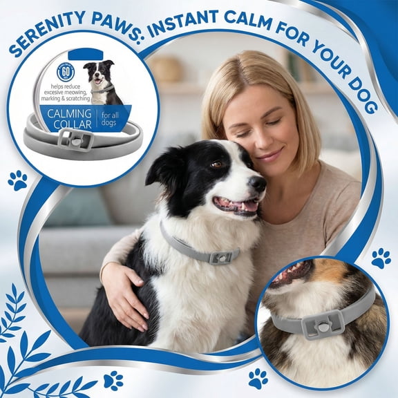 Dog Calming Collar Anxiety Relief Pet Soothing Collar for Medium Dogs Adjustable 70cm Waterproof Grey Stress Reducer Calming Behavioral Aid Collar