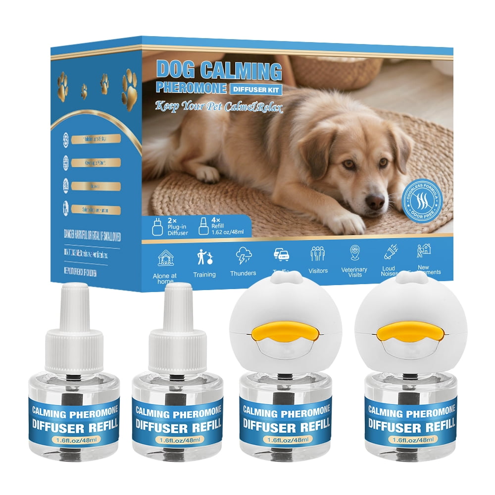 Dog Calming Diffuser for Dogs, 2 Diffusers + 4 Refills, Helps Relieve ...