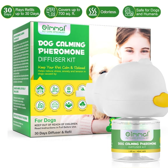 Oimmal Dog Calming Diffuser Kit, 30-Day Refill, Stops Destructive Chewing Barking Pee Accidents Aggression, Anxiety Relief for All Breeds