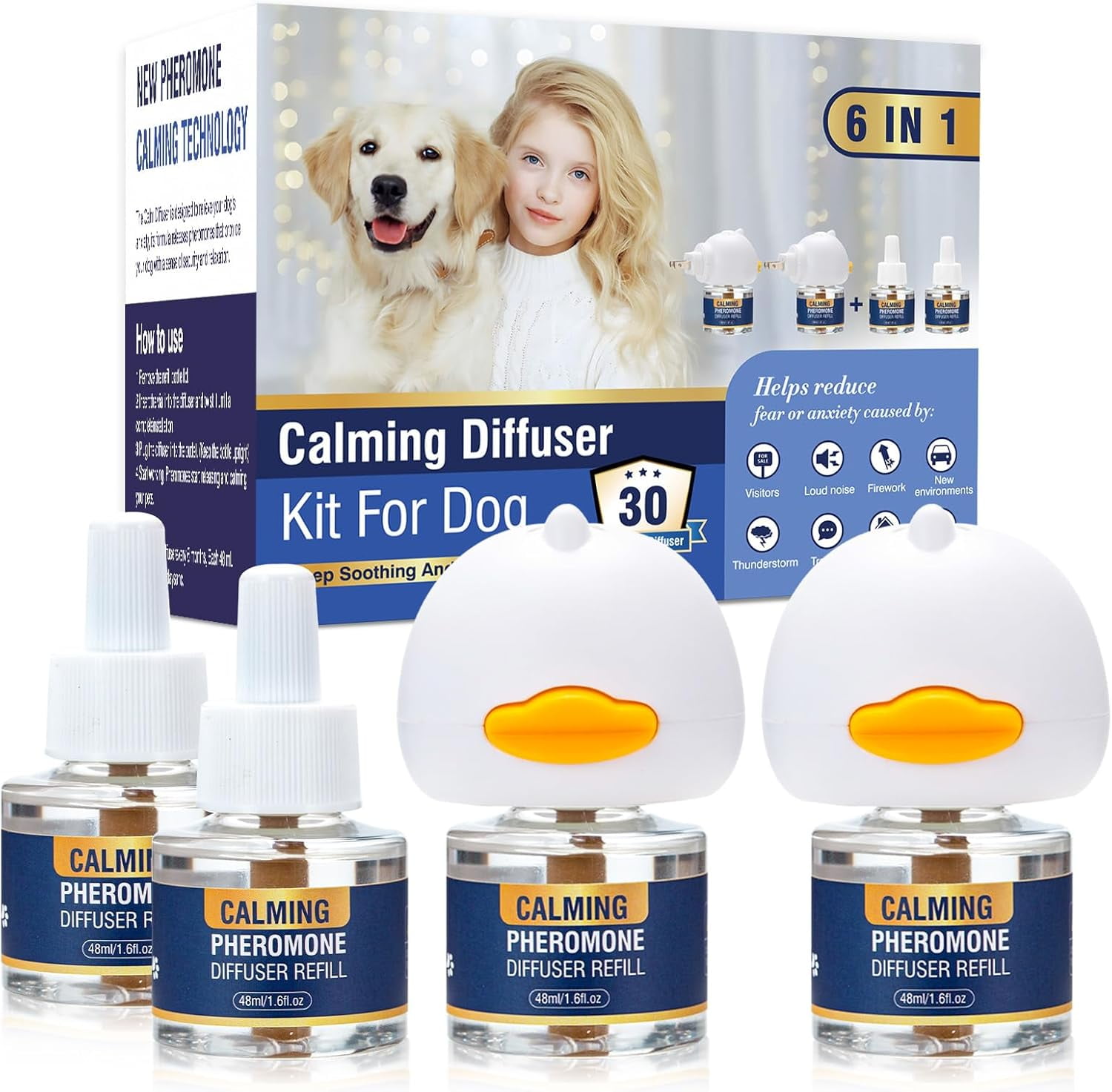 Dog Calming Pheromones Diffuser 6 in 1 Kit Appeasing Pheromone Diffuser ...