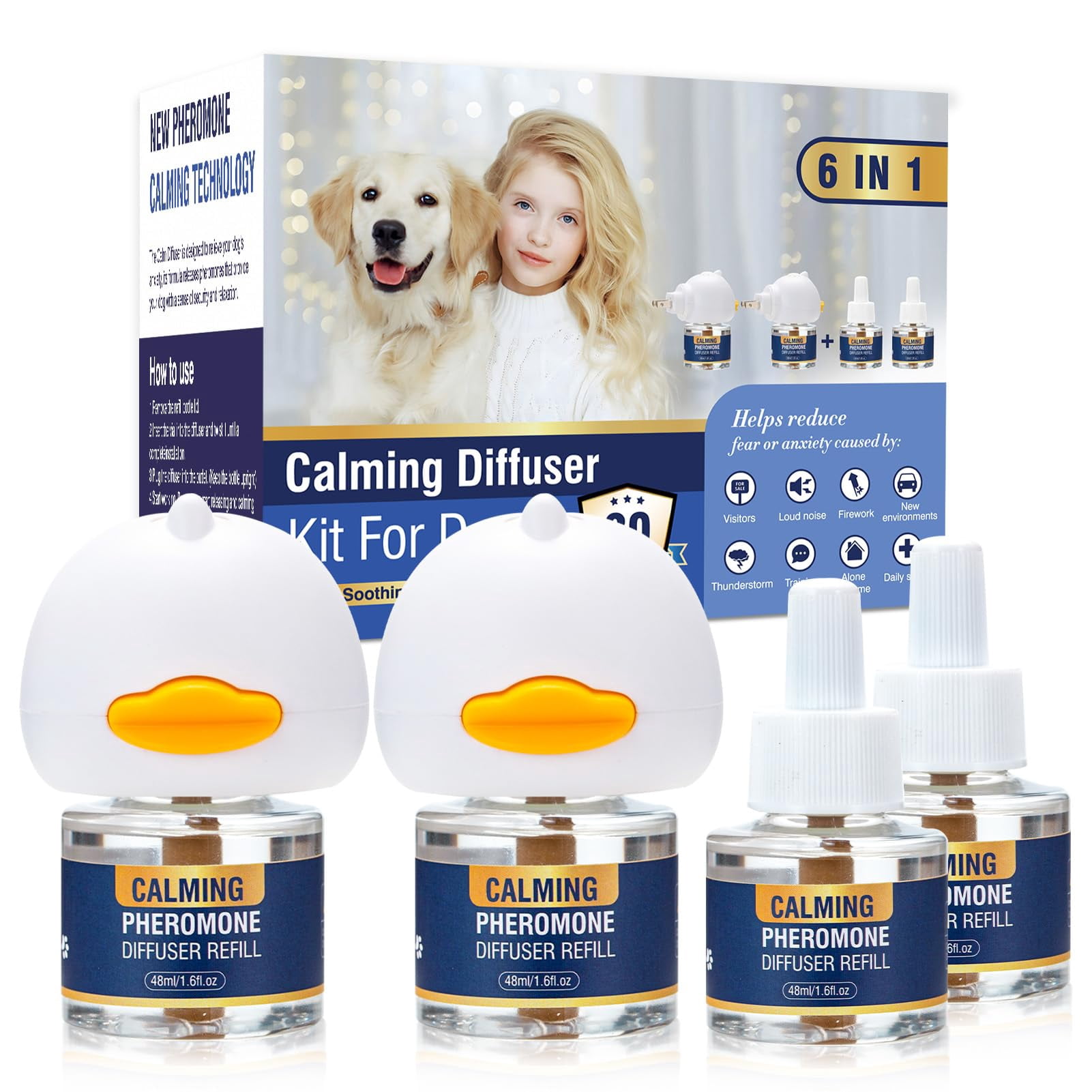 Dog Calming Pheromones Diffuser DPF11 6 in 1 Kit Pheromone Diffuser to ...