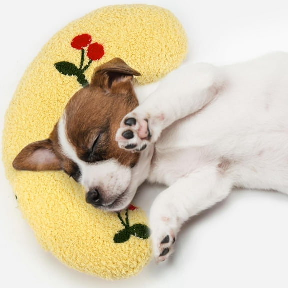 Dog Calming Pillow for Small Dogs, U Shaped Dog Neck Pillow for Joint Relief Sleeping Improve, Machine Washable Pet Pillow for Dogs & Cats (Yellow)
