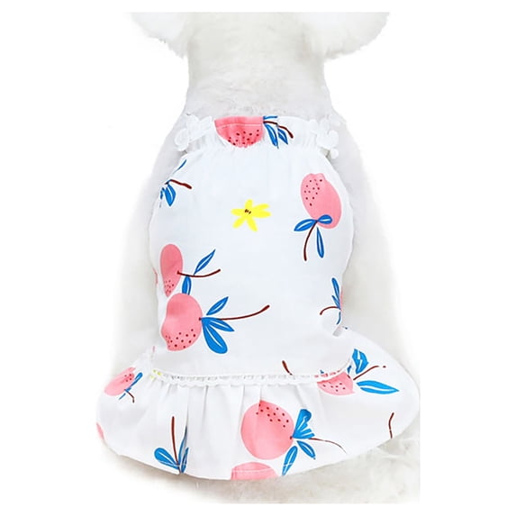 Dog Camisole Dress for Pets - Bayberry Print, Cotton Two-Legged Sleeveless Skirt with Ruffled Hem for Summer