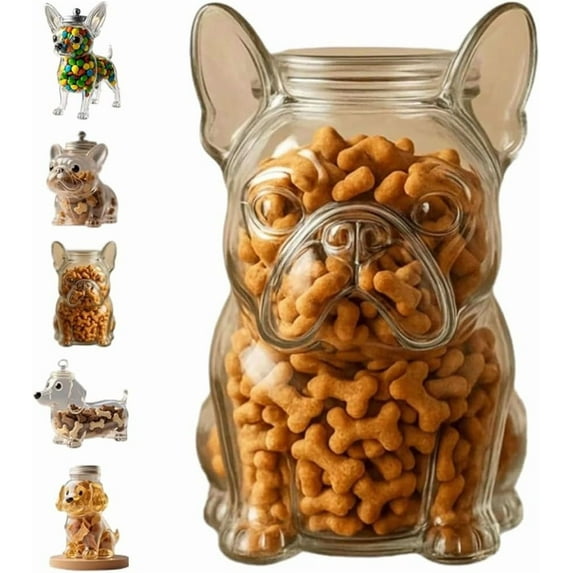 Dog Candy Jar with Lid, Decorative Dog Treat Storage Container for Kitchen, Candy Dish for Home, Unique Themed Cookie Jar, Cute Pet Lover Gift, Decorative Jar for Snacks(C,2PCS)