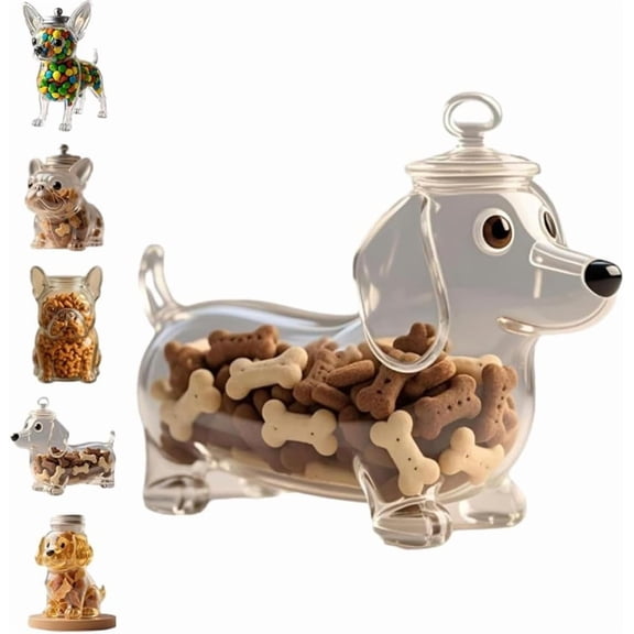 Dog Candy Jar with Lid, Decorative Dog Treat Storage Container for Kitchen, Candy Dish for Home, Unique Themed Cookie Jar, Cute Pet Lover Gift, Decorative Jar for Snacks(D,2PCS)