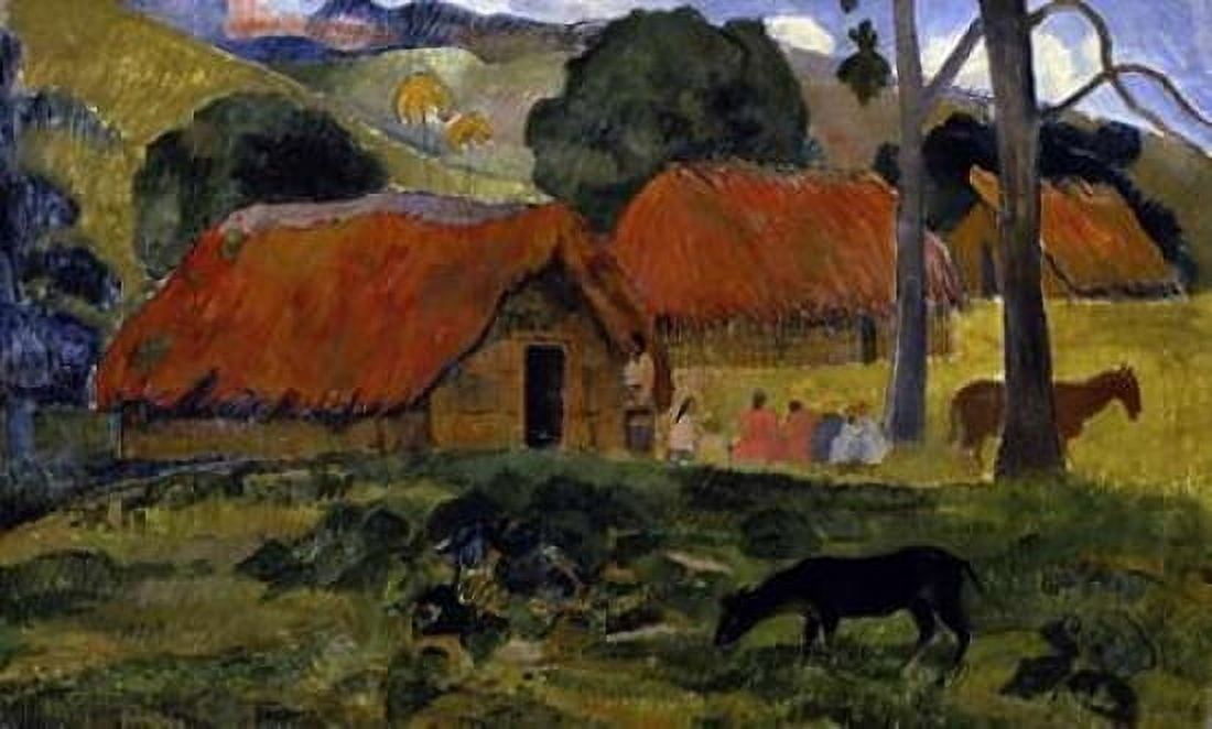 Dog Canine in front of the Hut - Le Chien Devant la Hutte Canvas Art - Paul Gauguin (24 x 36)