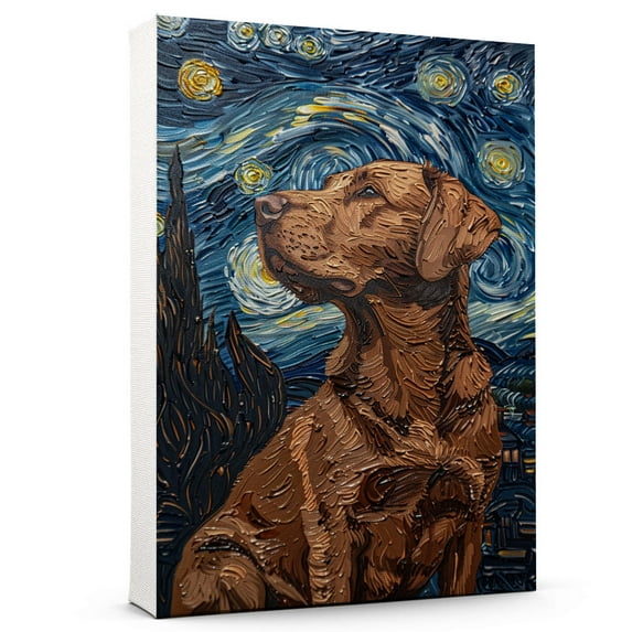 Dog Canvas Art Decor Creative Dog Picture for Wall Decor Van Gogh Starry Night Chesapeake Bay Retriever Dog Poster Painting Prints for Living Room Pet Club