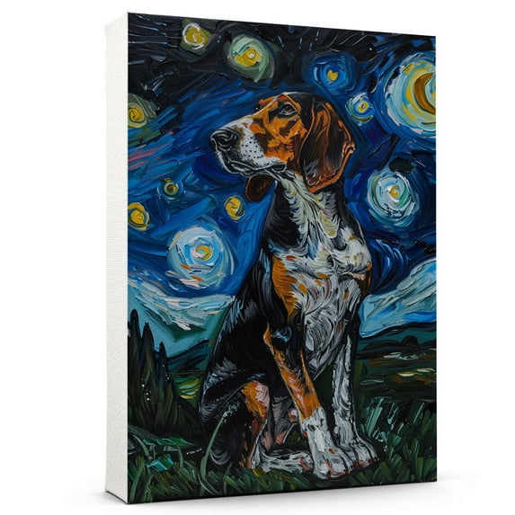 Dog Canvas Art Decor Creative Dog Picture for Wall Decor Van Gogh Starry Night Treeing Walker Coonhound Dog Poster Painting Prints for Living Room Pet Club