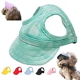 thumbnail image 1 of Dog Canvas Baseball Cap, Adjustable Sun Protection Peaked Cap with Ear Holes for Small Medium Dogs, Outdoor Summer Beach Pet Hat (Cloud Green, L), 1 of 8