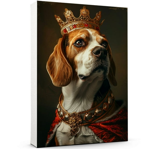 Dog Canvas Print Funny Beagle Dog Painting Poster Vintage Wall Art Starry Night Artwork Picture for Bedroom Decor