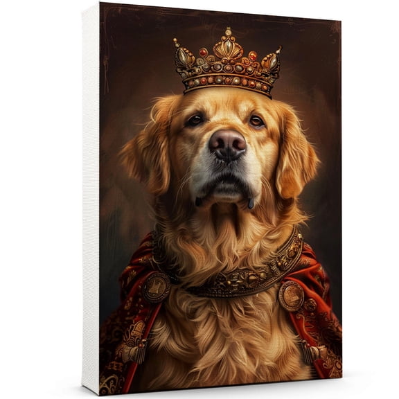 Dog Canvas Print Funny Golden Retriever Dog Painting Poster Vintage Wall Art Starry Night Artwork Picture for Bedroom Decor