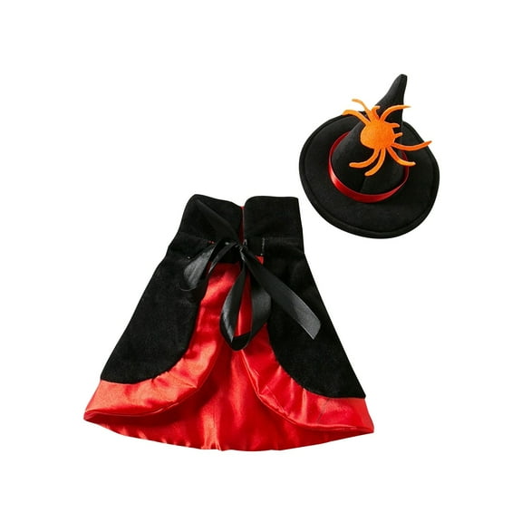 Dog Cape And Hat Set, Spider Print Pet Cloak With Ruffled Design, Adjustable For Small To Large Dogs, Premium Cotton Material, Classic Style