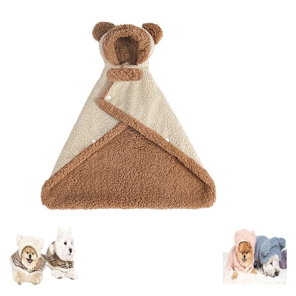 Dog Cape Blanket, (Cat Cape Blanket, Soft Cotton Hooded Pet Cape Blanket with Snap Buttons,Flannel Coat Wrap for Dogs and Cats, Warm Cold Weather Jacket with Hood for Pets