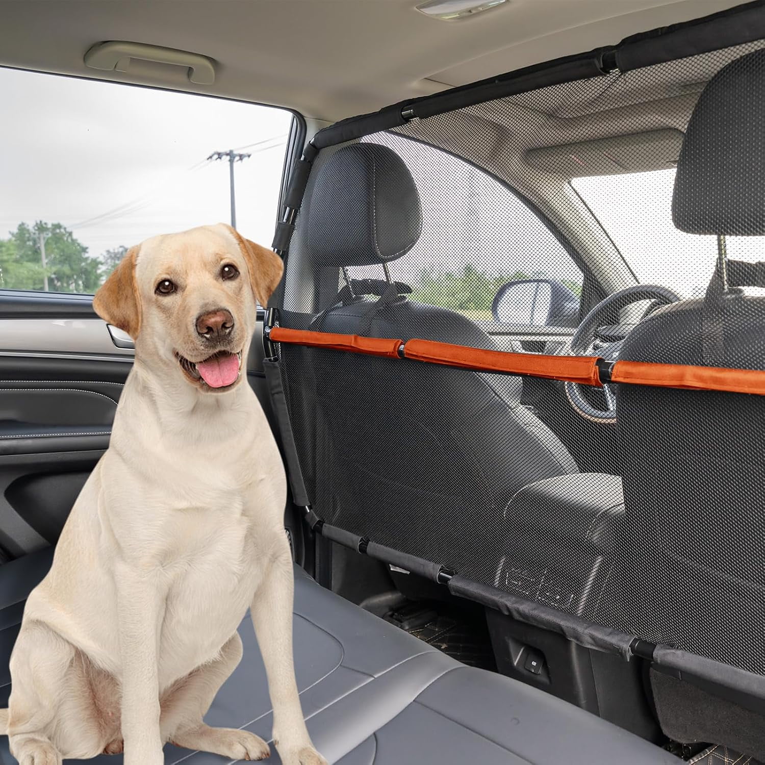 Dog Car Barrier 50 Wide See Through Car Divider Back Seat for Cargo Area Travel Trunk Backseat Car Net Mesh Separator for Dogs Pet Restraint Car Net Barrier for Small SUVs or CUVs