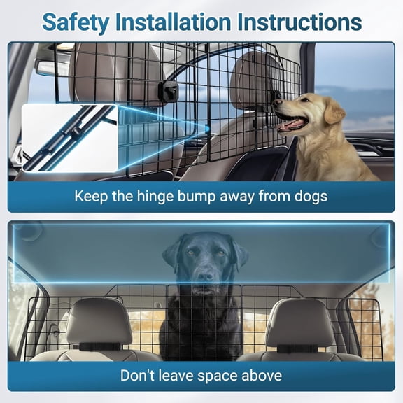 Dog Car Barrier for SUVs, Adjustable Large Pet Gate, Universal-Fit Divider Cargo Net, Heavy-Duty Wire Mesh Dog Barrier SUV, Van Vehicles Subaru Car Accessories Safety Travel, Triple Folding