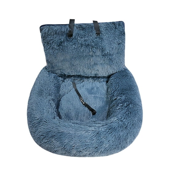 Dog Car Bed with Safety Straps, Fluffy Pet Seat Cover with Removable Washable Cushion, Vehicle Seat Protector for Small, Medium and Large Dogs, Travel Bed with Non- Bottom
