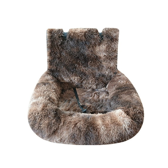 Dog Car Bed with Safety Straps, Fluffy Pet Seat Cover with Removable Washable Cushion, Vehicle Seat Protector for Small, Medium and Large Dogs, Travel Bed with Non- Bottom
