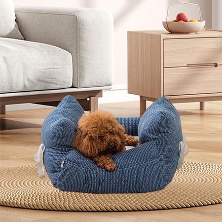 Dog Car Seat Bed Front Back Seat Pet Carrier for Small and Medium Dogs Cats Blue