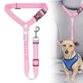 thumbnail image 1 of Dog Car Seat Belt, 1 Pack Headrest Restraint Seatbelt, Adjustable Pet Safety Leads with Reflective Elastic Bungee for Dog Harness Collar Travel Daily Use ( Pink), 1 of 9