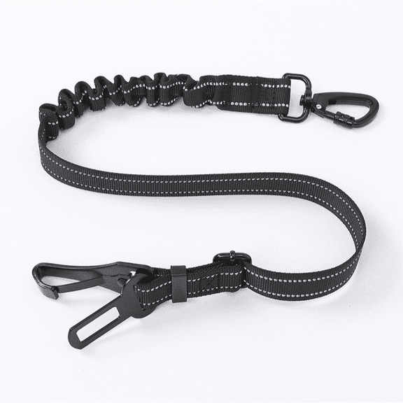 Dog Car Seat Belt, Elastic Bungee Pet Safety Tether with Reflective Stitching, Adjustable Vehicle Seatbelt Lead with Swivel Carabiner for Travel