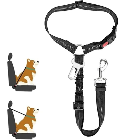 Dog Car Seat Belt Headrest Attachment Adjustable Reflective Safety Tether for Small Medium Large Dogs