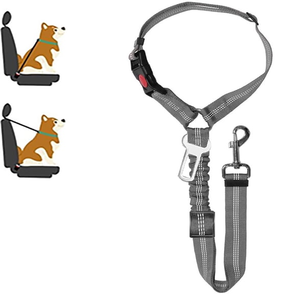 Dog Car Seat Belt Headrest Attachment Adjustable Reflective Safety Tether for Small Medium Large Dogs