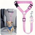thumbnail image 1 of Dog Car Seat Belt with Flower Headrest Restraint Seatbelt Adjustable Pet Safety Leads for Dog Harness Collar Travel Daily Use (Pink), 1 of 5