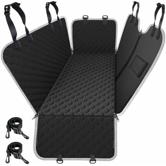 Dog Car Seat Cover for Back Seat, 2025 Upgraded 600D Heavy Duty Waterproof & Scratch-Resistant Dog Hammock for Car, Back Seat Pet Cover for Dogs with Sedan, Trucks and SUVs, Standard, Black